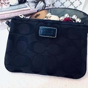 Coach Black Monogram Wristlet